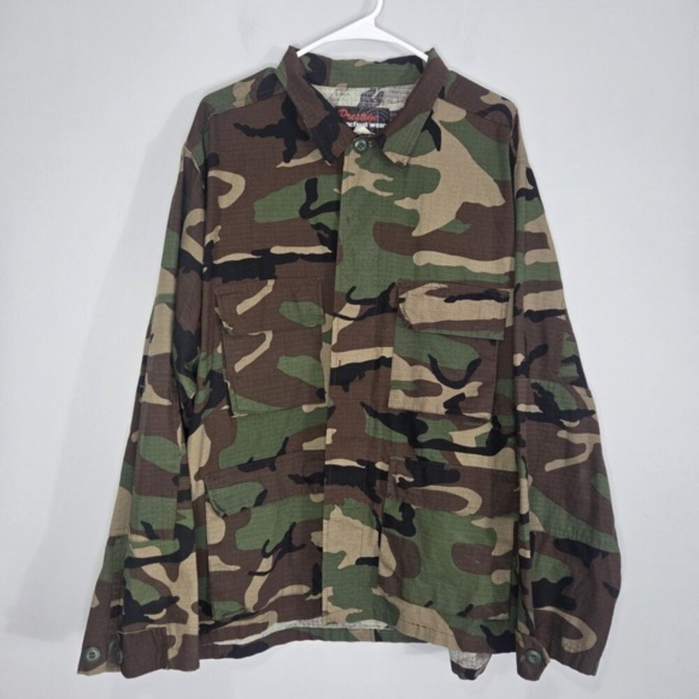 Prestige Tatical Wear‎ Mens Green Camo Long Sleeve Ripstop Shirt Jacket Hunting